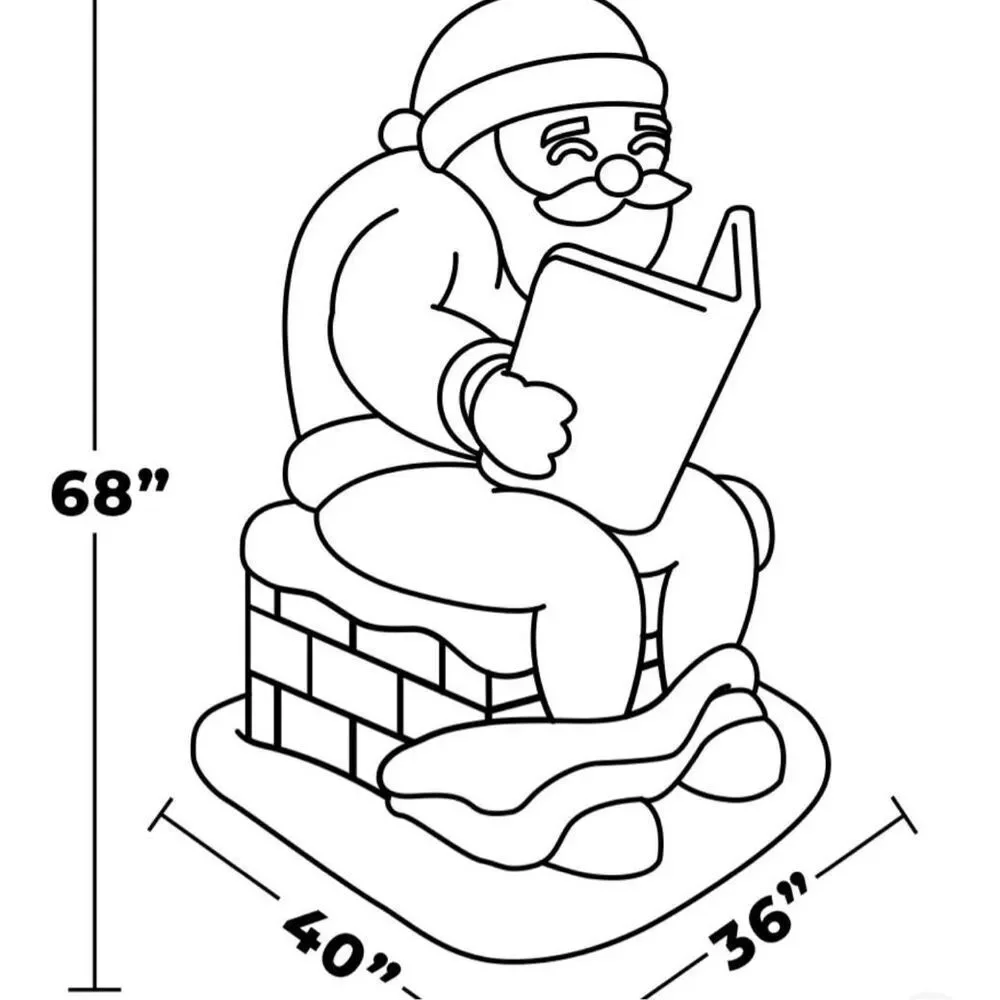 SANTA'S LOG ON THE FIRE CHRISTMAS INFLATABLE DECORATION HOLIDAY FUNNY NOVELTY